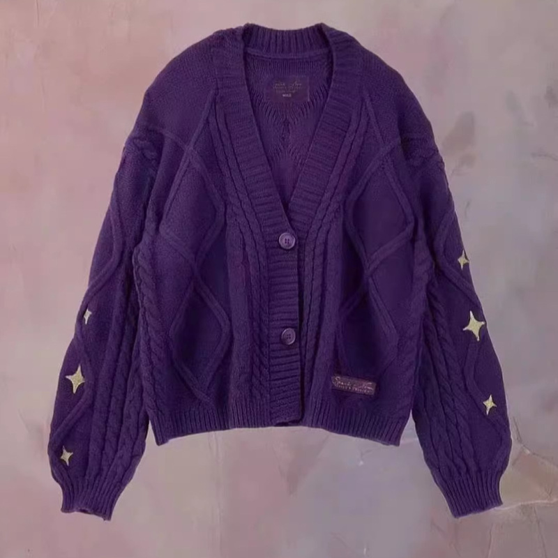 Autumn and Winter Pure Color Long-Sleeved Cardigan, Feminine Work Clothing European and American Batwing Knitted Off-White Single-Breasted Sweater Jacket
