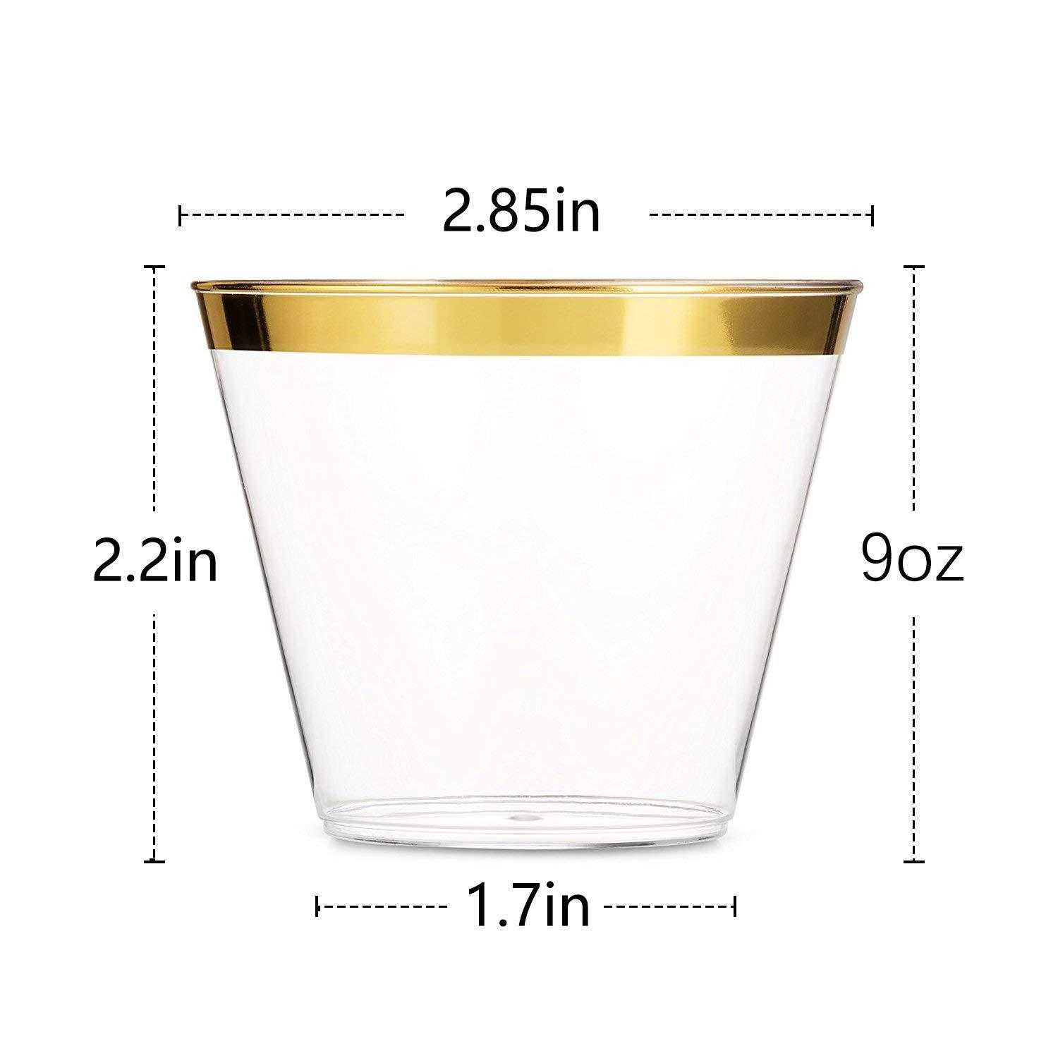 9oz borde de oro de plástico desechable copa de vino occidental taza de comida de aire potable PS Copa image 3
