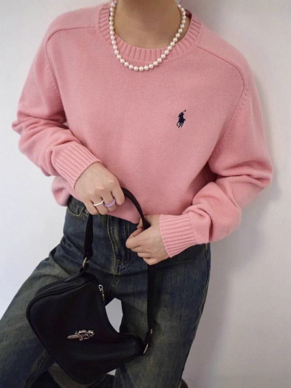 Ralph Lauren拉夫劳伦小马标刺绣秋冬款针织圆领毛衣休闲百搭上衣|undefined