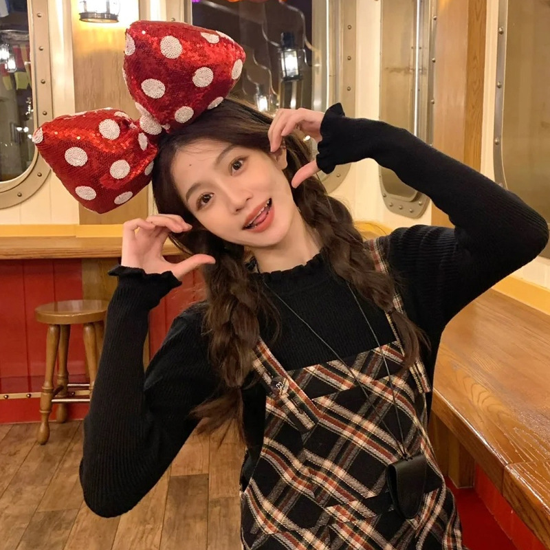 ディズニー購入 シェリーローズ ヘッドバンド 女性用 かわいい ダッフィーベア リボン ぬいぐるみ ヘッドバンド 遊園地 写真撮影 ヘアピン|undefined
