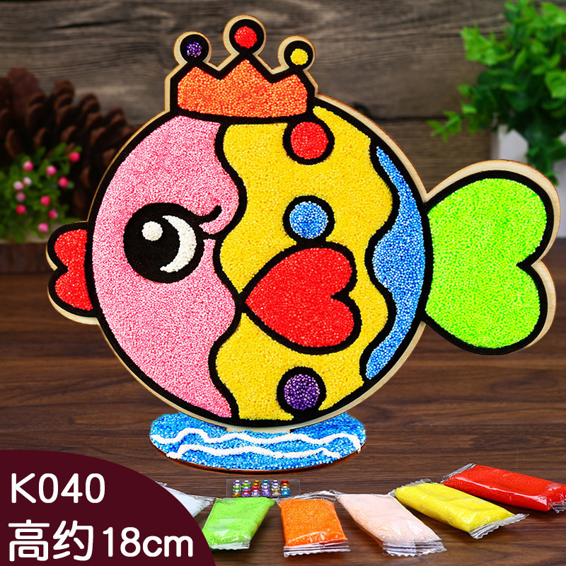 木板スノーフレーク泥絵パール泥粘土絵幼稚園児手作り立体粘着絵画|undefined