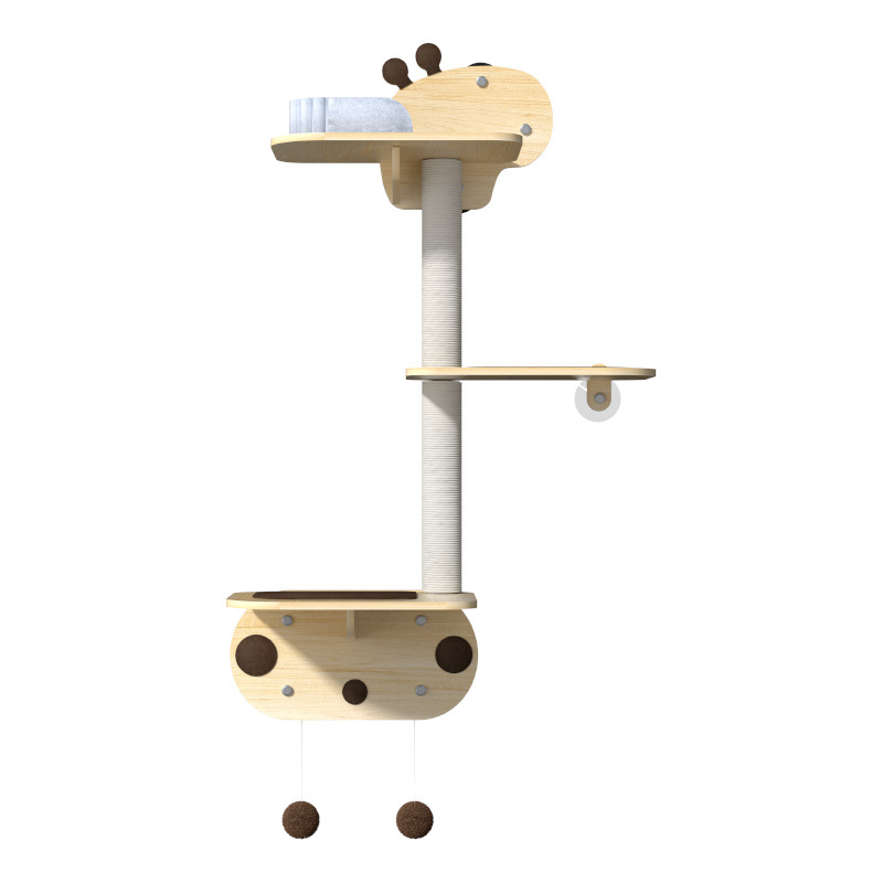 Marco de escalada para gatos de madera maciza, plataforma de salto para gatos de pared de jirafa, tabla de agarre para gatos integrada, garras afiladas, sin virutas, juguetes para gatos domésticos