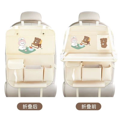 hanging bag, rear seat storage bag | Car table board - picnic-foldable-dining-table-trash-bin