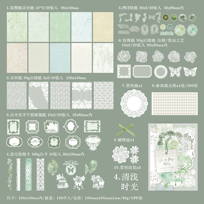 Crepúsculo retro material de collage creativo paquete de regalo serie de momentos de vida bolso de material decorativo de bricolaje de cuenta manual