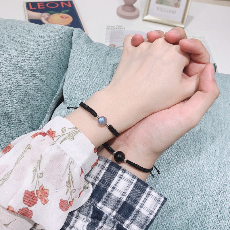 Couple red bracelet rope bracelet hair self-woven diy material bag men and women ins niche design gift a pair of commemorative