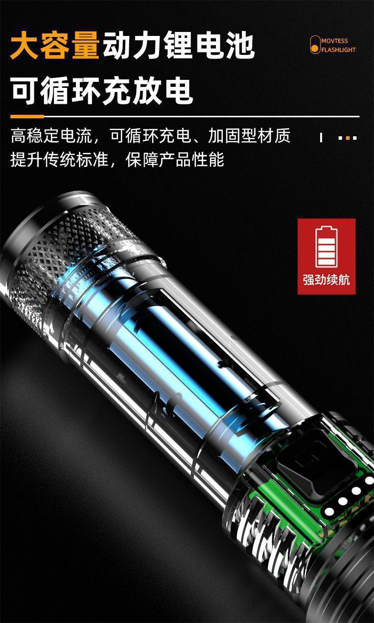 Cross-Border Laser Cannon Strong Light Flashlight with Digital Display, Hidden Charging, Waterproof, Telescopic Zoom Flashlight