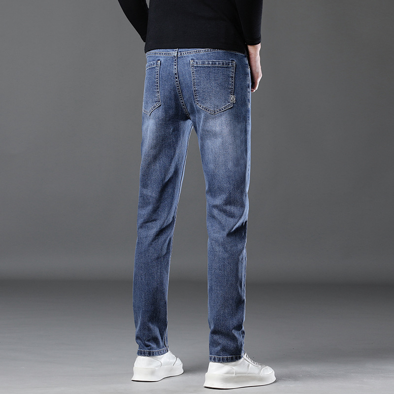 Men's jeans with three-dimensional slim fit and versatile casual straight leg pants_voghion.com