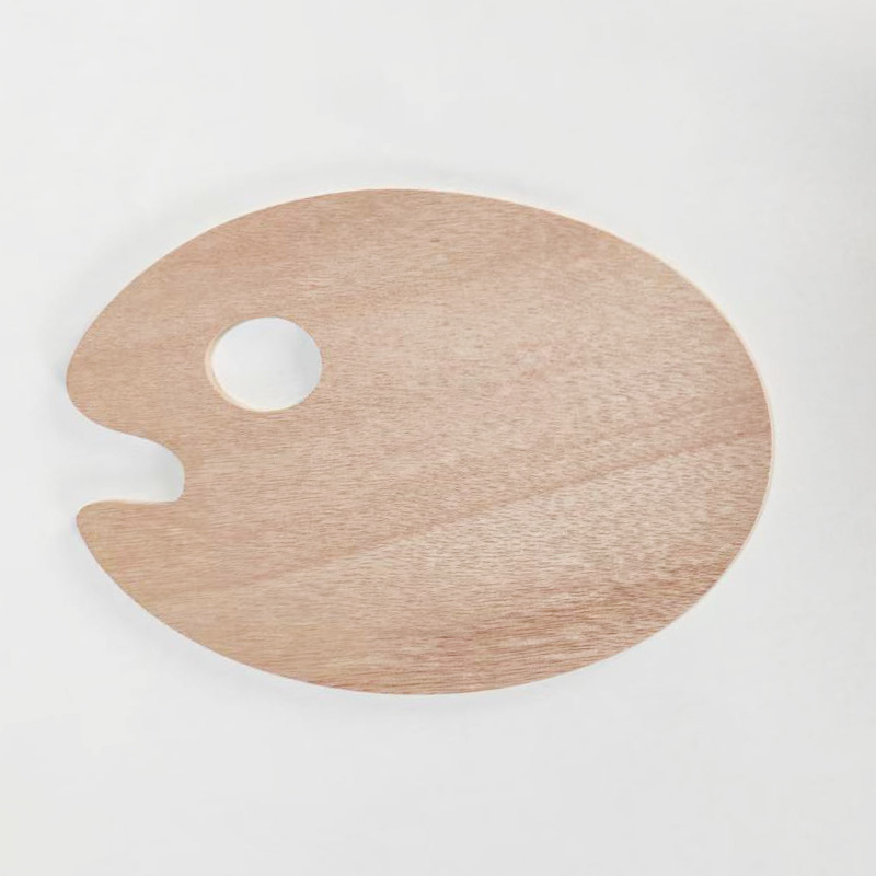 Paleta de pintura al óleo de madera, paleta de dibujo para estudiantes, paleta ovalada para gouache, paleta de colores de madera