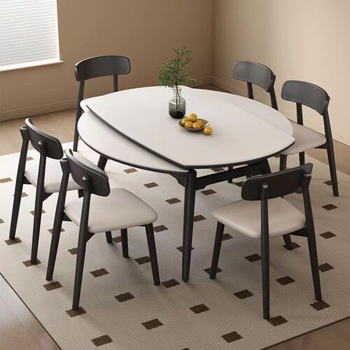 zsr Nordic log style slate dining table retractable folding dining table square and round dual-use all solid wood home small apartment
