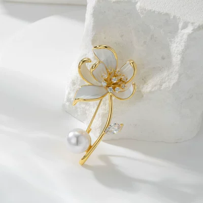 Fashionable elegant three-dimensional Lotus brooch niche light luxury style enamel color corsage new sweet personalized pin accessories (Yaxa sancaqları) - xc05453t023