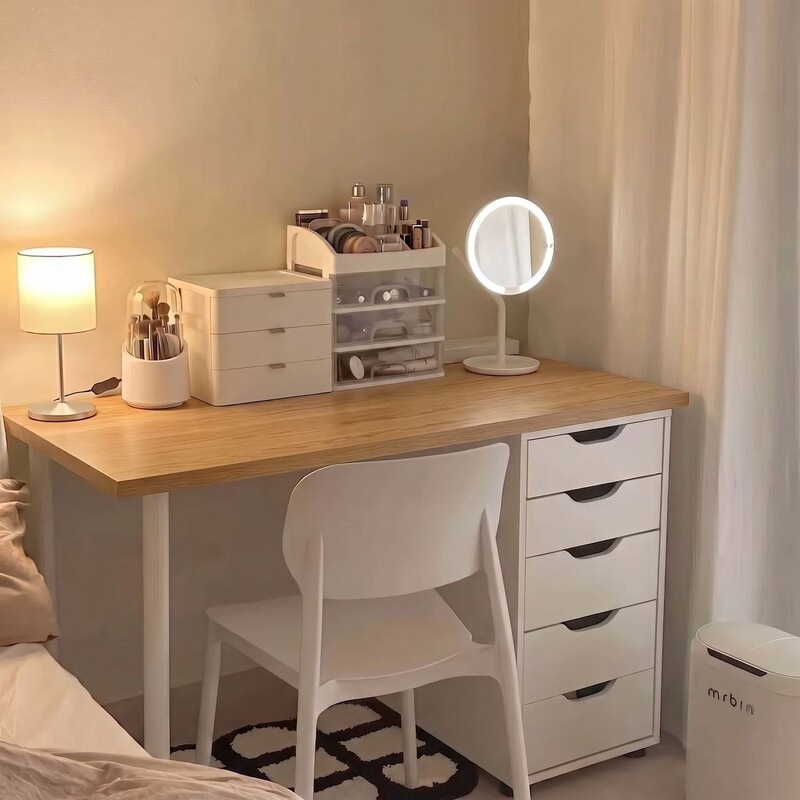 Desk for bedroom, designed for girls, popular style, computer desk, dressing table, all-in-one, cream-colored, study desk, writing desk