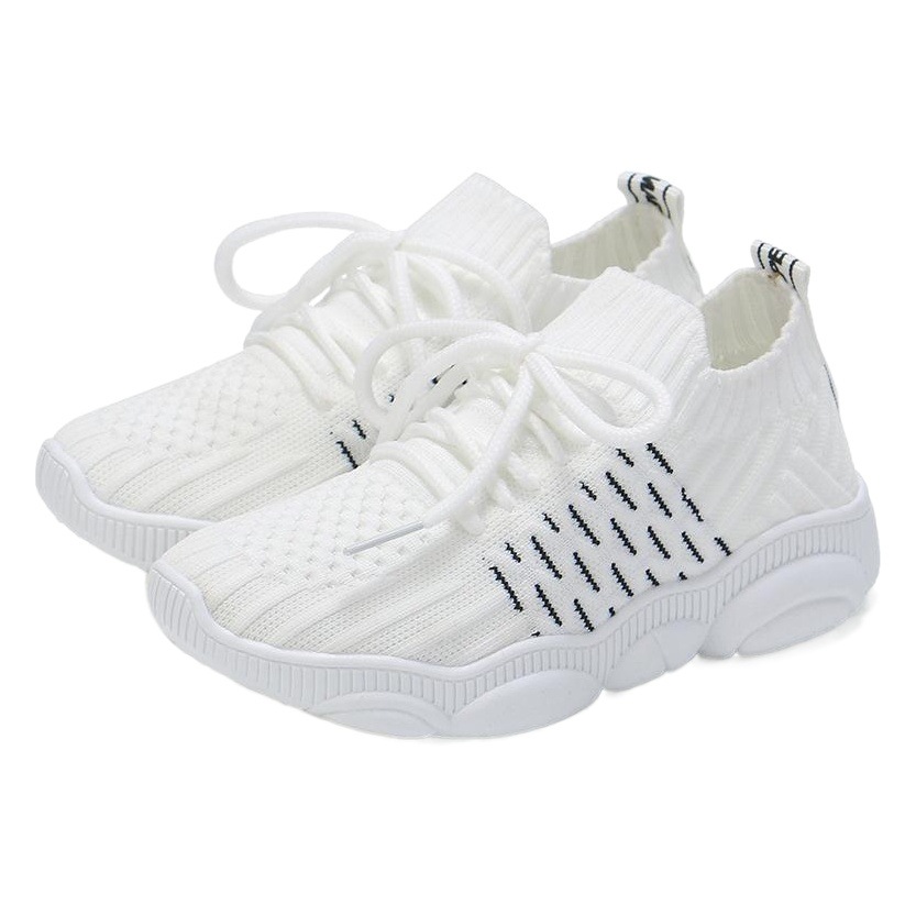 Primavera y otoño para niños Nueva zapatilla de deporte de punto con cordones Zapatos para Estudiantes zapatos de malla cómodos transpirables niños medianos pequeños zapatos casuales moda