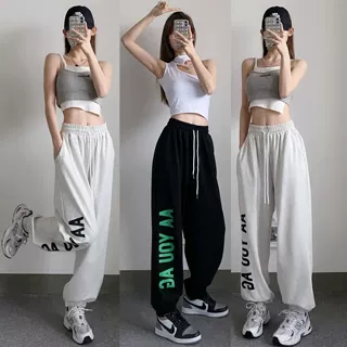2023早春新款束脚运动裤女学生韩版美式hiphop卫裤韩版宽松哈伦裤