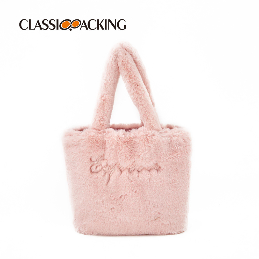 2025 bolso de lana simple japonés otoño e invierno bolso de felpa de celebridades de Internet material de piel de conejo de imitación bolso de lana de mano