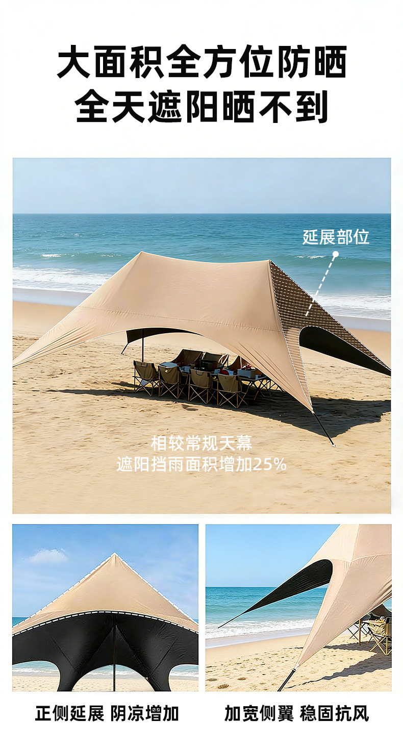 Outdoor vinyl canopy tent for camping, sun and rain protection, quick setup, convenient for photography, camping equipment, sunshade