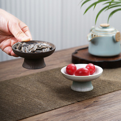 Chinese-style retro bonfire tea set ceramic tea snack plate small snack tray Zen Buddhist offering tray small tray for melon seeds and dried fruits