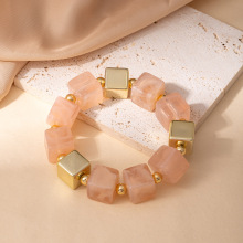 欧美跨境独特小众设计复古欧美风不规则几何方形亚克力串珠手链