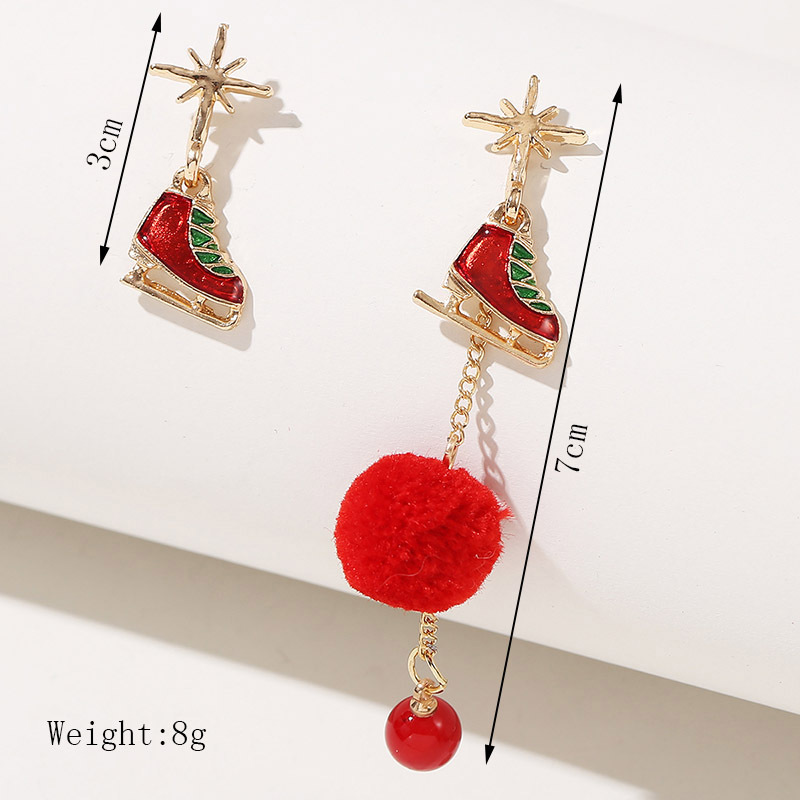 Creative Trend Long Hair Ball Dripping Oil Christmas Earrings European And American Holiday Earrings display picture 1