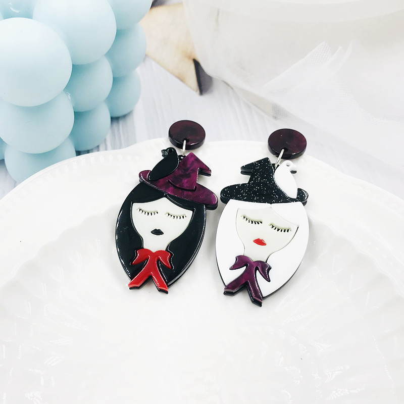 1 Pair Quantity 1 Pair Exaggerated Cartoon Character Patchwork Arylic Drop Earrings