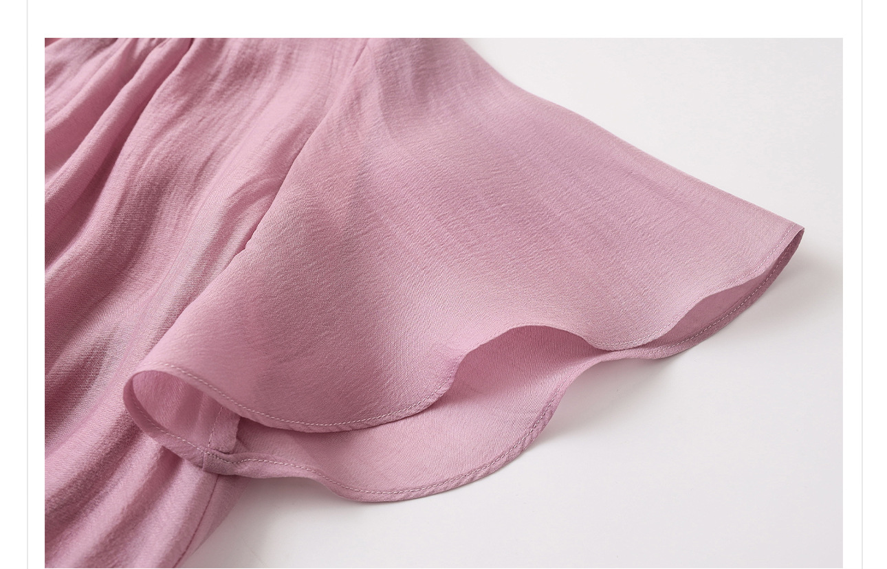 Đầm maxi nữ thắt eo tay lá sen chất Tencel phong cách dân tộc — Taro màu tím chi tiết 20