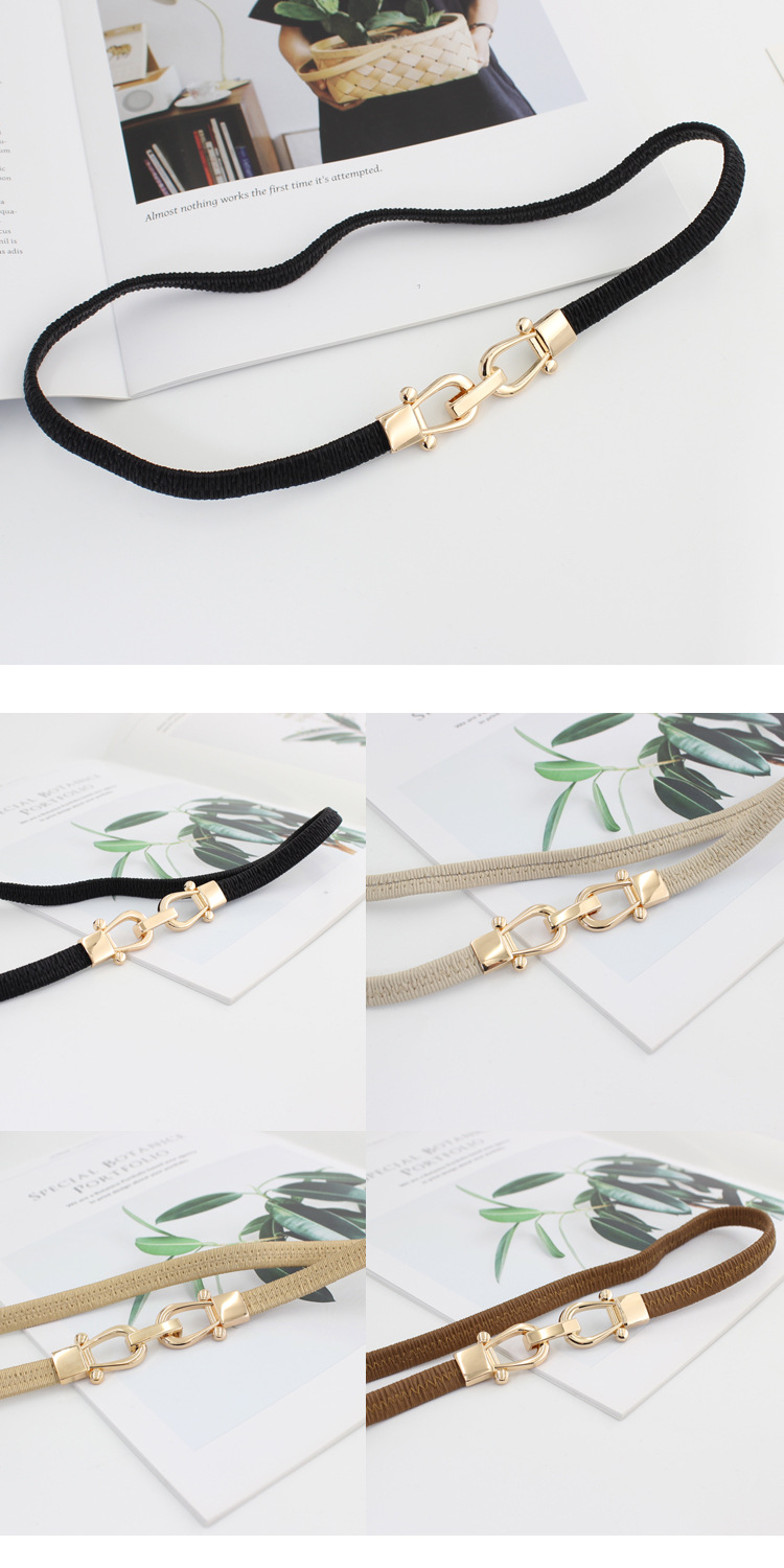 Elastic Thin Belt for Women Ins Style Decorative Gold Hook with Skirt Slim Waist Small Size Elastic Waist Waist Chain for Women_voghion.com