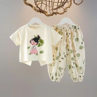 Girls Summer Suit 2025 New Style Fashionable and Beautiful Super Good-Looking Kidsren's Baby Girl Summer Short-Sleeved Two-Piece Set