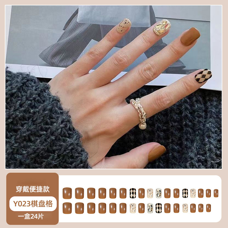 Yi danza de uñas de desgaste largo pegatinas diamante parche de uñas terminado uñas falsas en línea celebridad mismo estilo parche desmontable