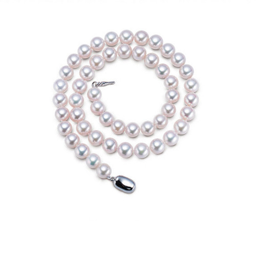 Korean Shijia retro baby pearl necklace simple niche temperament s925 sterling silver ingot buckle pearl sweater chain
