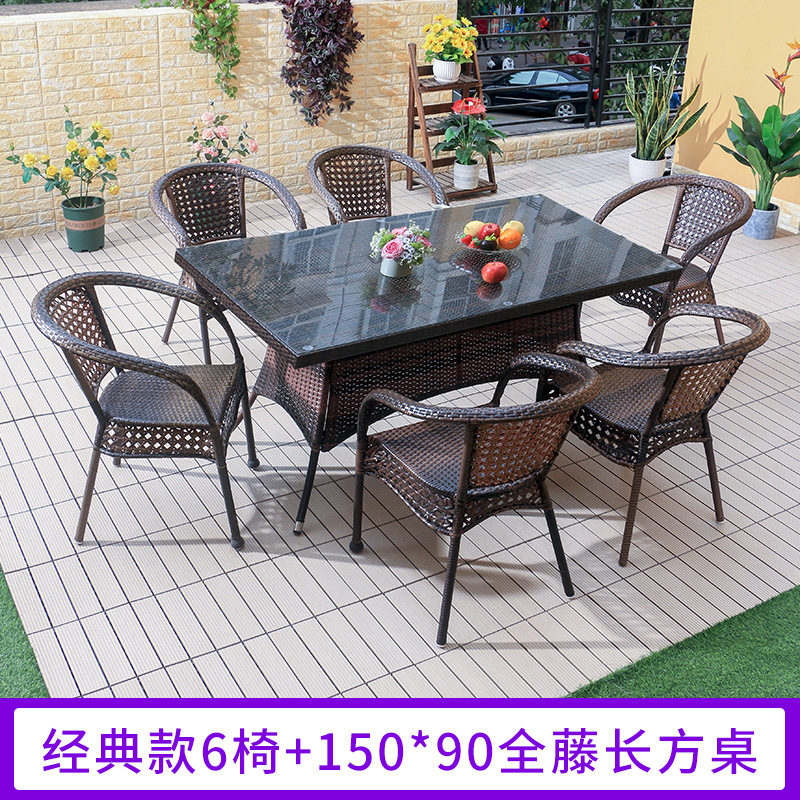 [Transfronterizo] Mesas y sillas de ratán de patio al aire libre Combinación Villa al aire libre Terraza Balcón Juego de tres piezas Mesas y sillas de ocio simples image 21