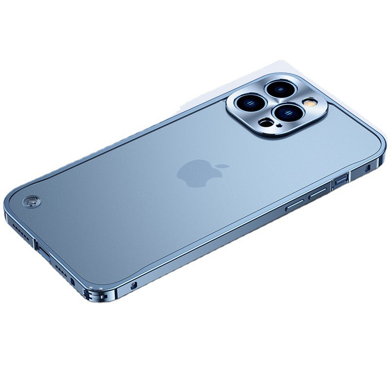 Aplicable iPhone16 funda para teléfono móvil placa posterior esmerilada 14 marco de metal Apple 15 hebilla de caballito de mar cubierta protectora con todo incluido fábrica