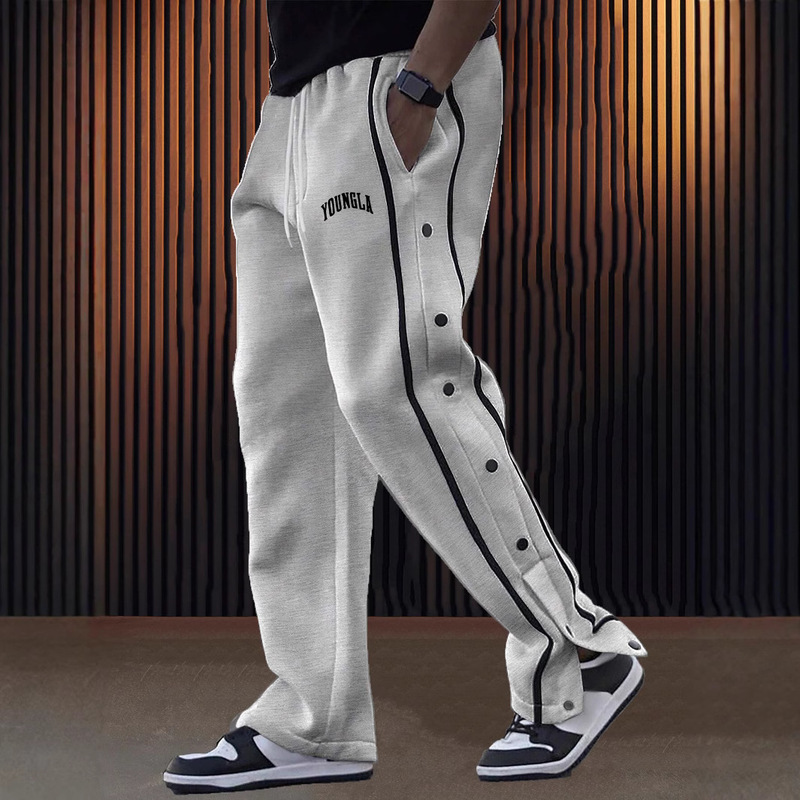 YOUNGLA Men's Sports Pants New Style Buckle Casual Pants Jogger Outdoor Running Basketball Training Trousers