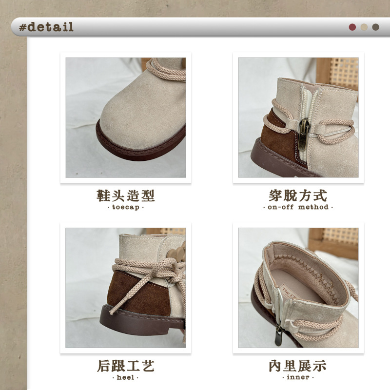 XSHX儿童复古切尔西短靴侧拉链秋冬新温州童鞋女童蝴蝶结宽展鞋头|undefined