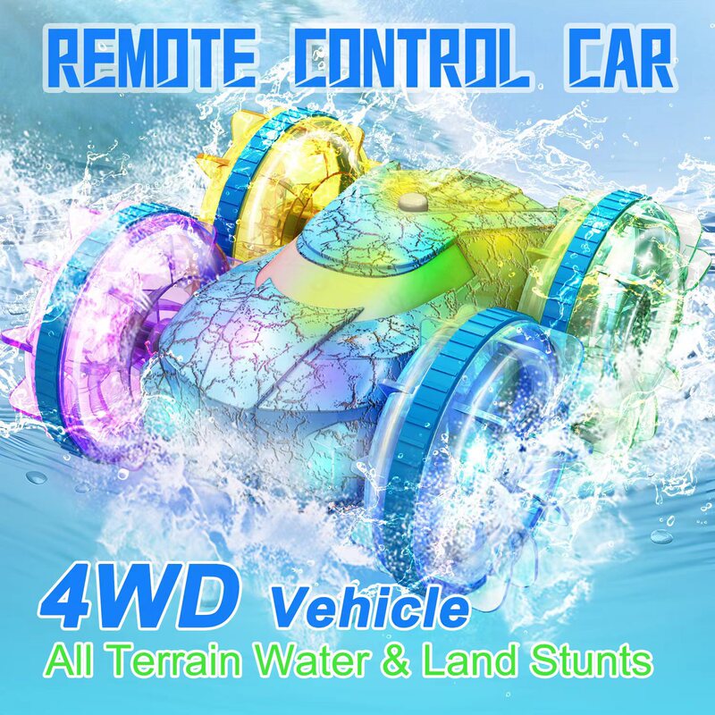 Cross-Border New Double-Sided Stunt Amphibious Remote Control Car Gesture Rolling Colorful Light Fall-Resistant Outdoor Toy Car