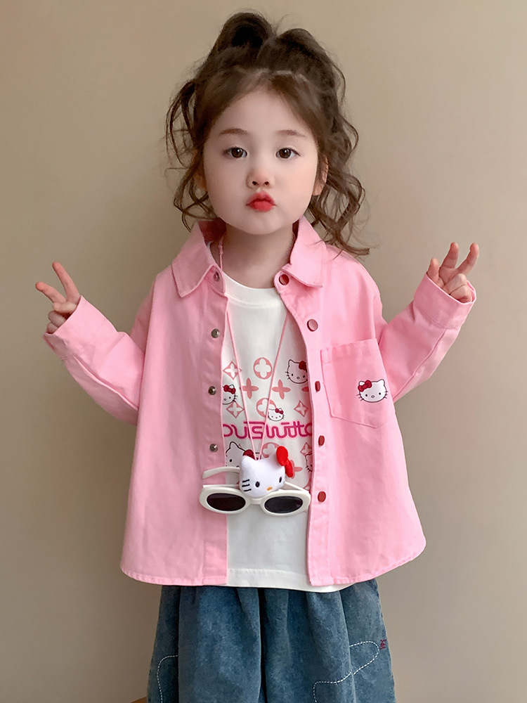 Camisas para niñas primavera y otoño 2025 nueva chaqueta de camisa delgada de estilo occidental para niñas