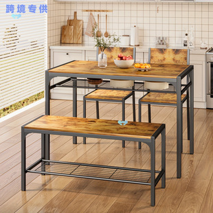 Kitchen Table and 2 Chairs for 4 with Bench 4Pcs Dining Cross-Border