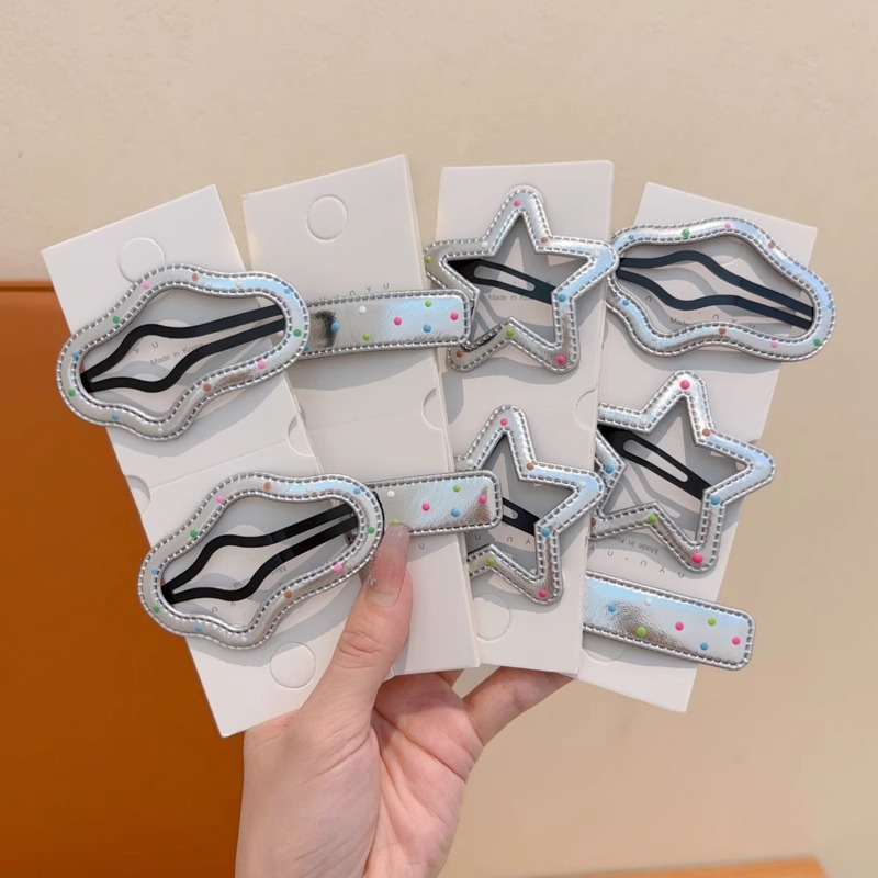 Punto de onda de color nubes clip de cabello para niños corteza plateada clip de cabello para niñas clip de frangeo lateral clip de cabello dulce clip de cabello BB