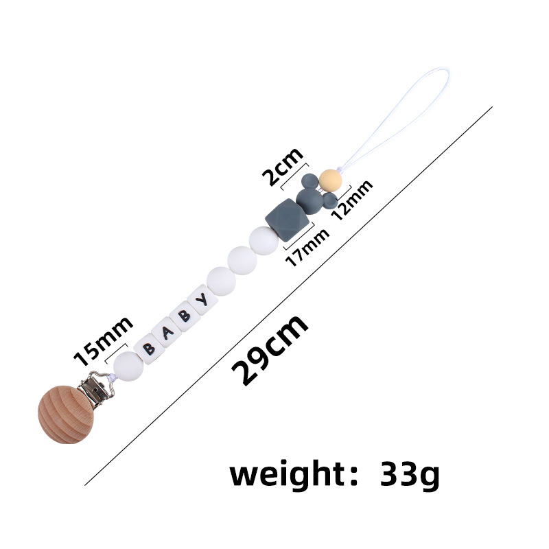 Amazon infantil Mickey chupete de silicona cadena bebé cambiable nombre molar calmante cadena anti-caída