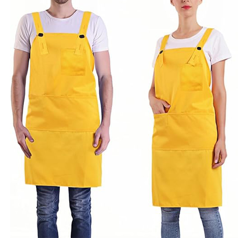 Amazon delantal de poliéster botón hombro ajustable multicolor opcional camarero ropa de trabajo delantal de cocina doméstica