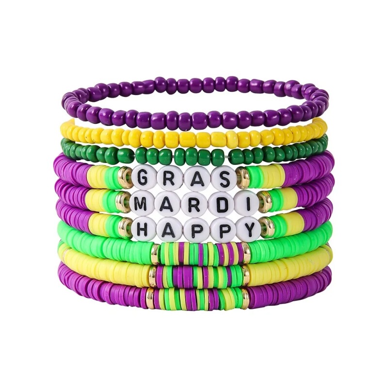 Amazon Cross-Border Best-Selling Jewelry Carnival Gift Multi-Color Soft Clay Millet Beads Bala Beads Elastic Stacking Bracelet