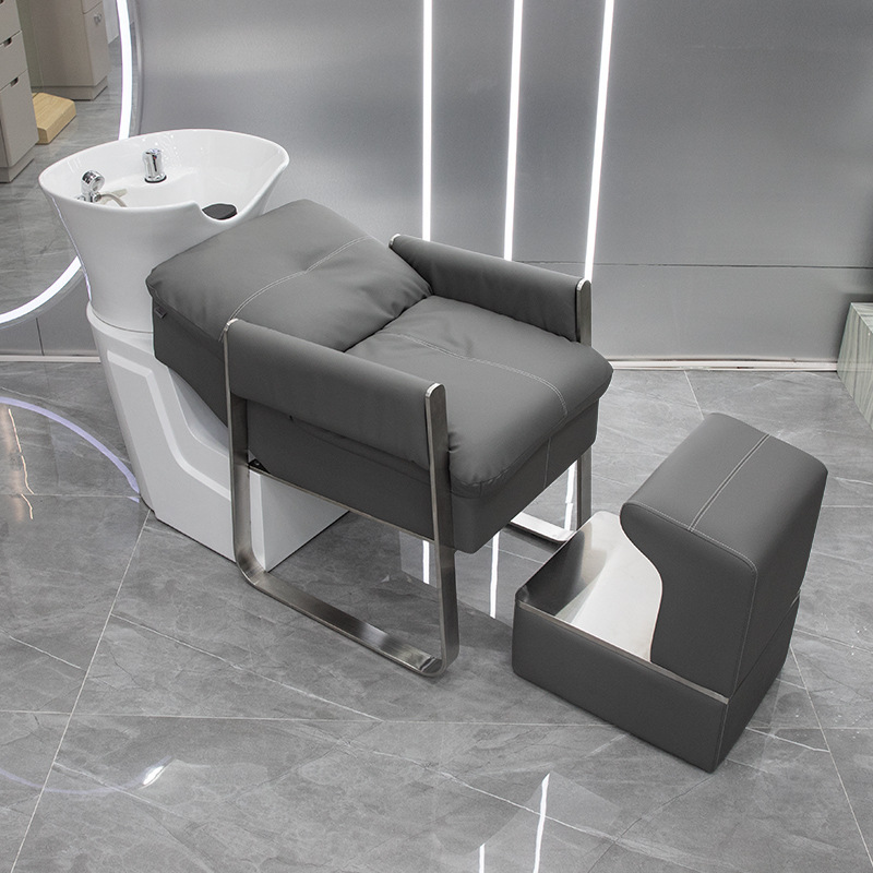 Cama de champú eléctrica, cama de lavado semi-reclinable, especial para barberías y peluquerías, silla de champú con lavabo de cerámica para belleza y peluquería image 16
