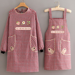 家庭用防汚耐摩耗性通勤作業服カバー長袖生地女性エプロン料理キッチン通気性