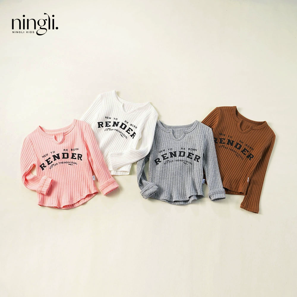 "柠里 Autumn T-shirt, children's demi-season warm long-sleeve, western style"