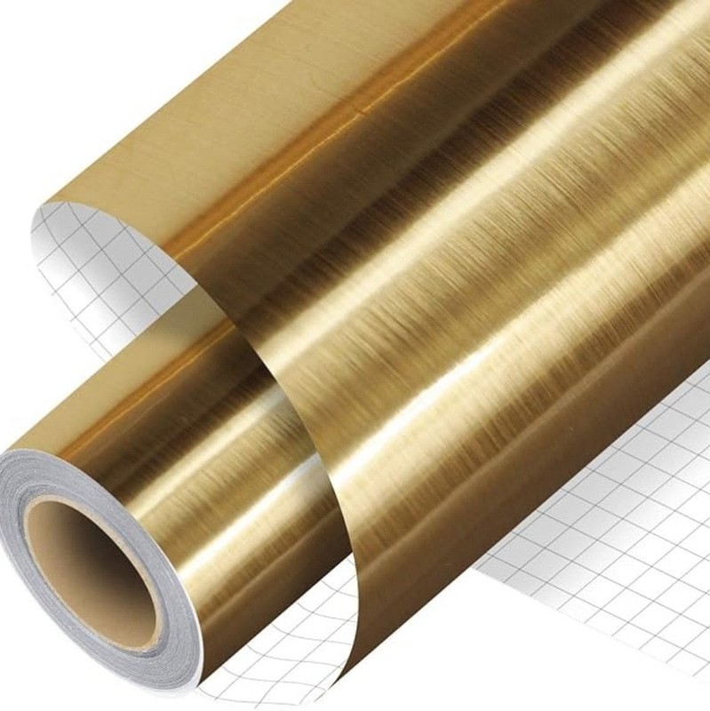 Brushed Gold and Silver Pet Permanent Adhesive Self-Adhesive Sticky Note Decorative Film Roll Vinyl Self-Adhesive Sticky Note
