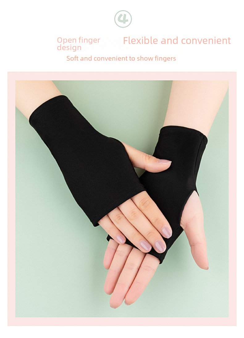 Summer Ice-cool Long Half-finger Sunscreen Sleeves Women's Ultraviolet Arm Protective Arm Sleeves  Sleeves Thin Riding Gloves_voghion.com