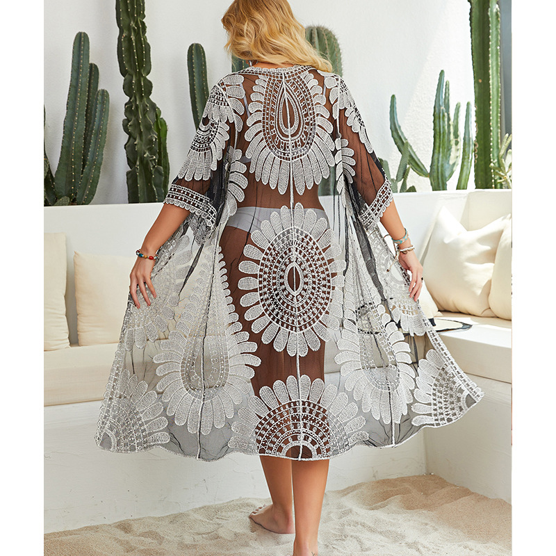 Womenu0027S Retro Solid Color Polyester Cover Ups 1 Piece