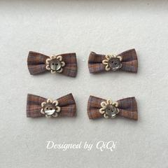秋冬咖色系纽扣迷你蝴蝶结配件发夹手机壳箱包鞋袜服装辅料配饰DI