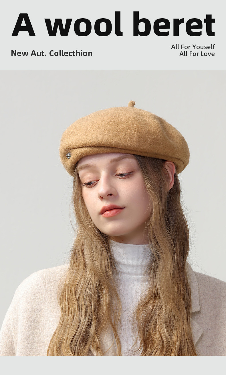New Hat Japanese British Retro Wool Beret Women's Autumn And Winter Painter Hat Show Face Small Korean Version Versatile Warm Hat_voghion.com