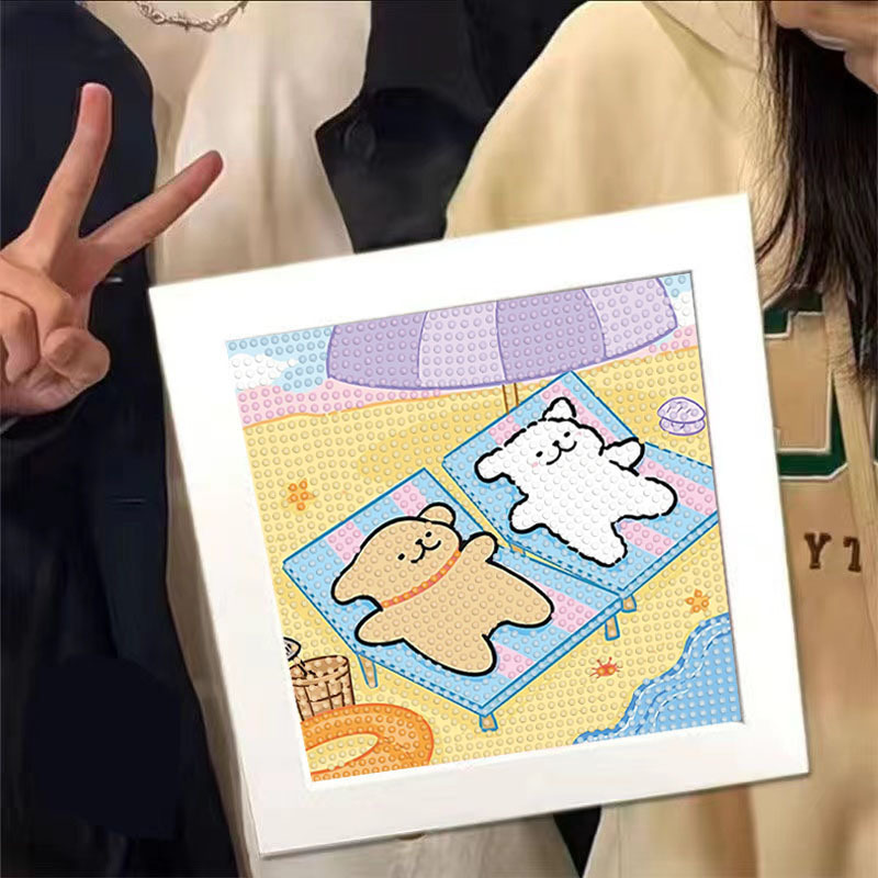 手作りダイヤモンド塗装子供用ペーストライン作り子犬男の子と女の子フルダイヤモンドペーストテーブルおもちゃ象嵌|undefined