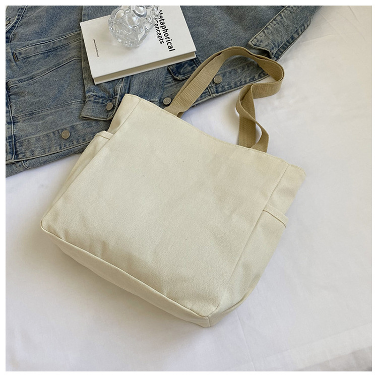 New canvas bag for women, ins forest style single-shoulder bag, large capacity for books, student commuting bag for classes, hand-held cloth bag undefined
