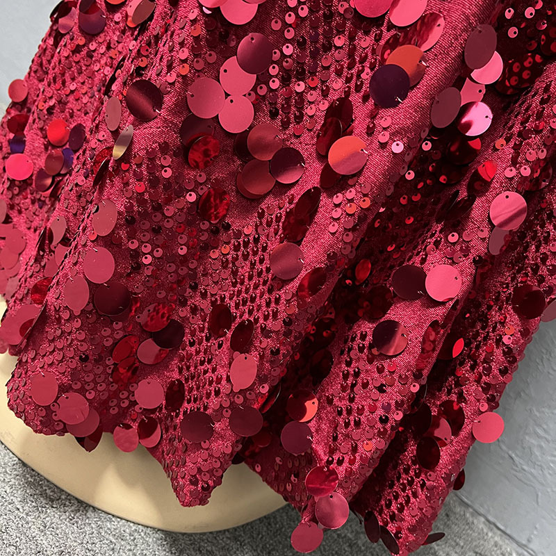 Damenbekleidung Mode schlanke Samt Pailletten Abendkleid Kleid_voghion.com